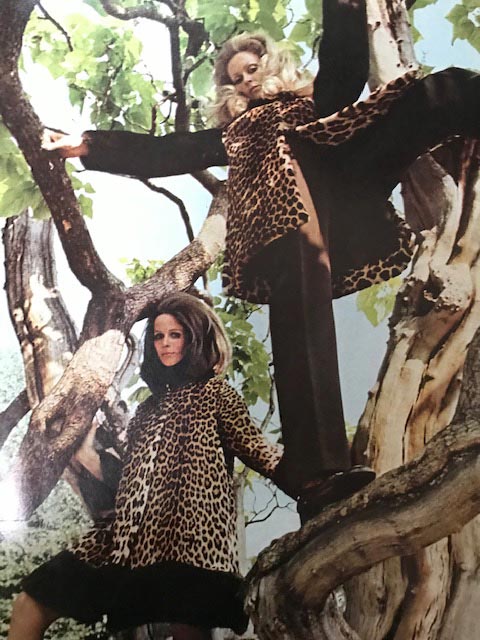 advertisement An advertisement for Leopard Skin coats featured in October Vogue, 1969